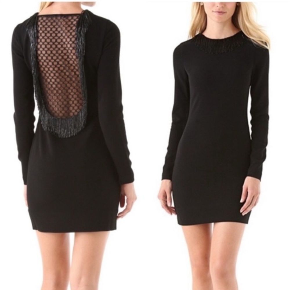 NEW Diane Von Furstenberg “Margherita" black beaded open back dress, Size 2